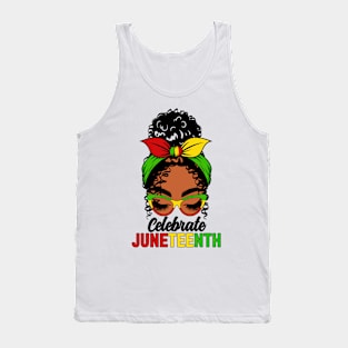 Celebrate Juneteenth Women Girl Messy Bun Tank Top